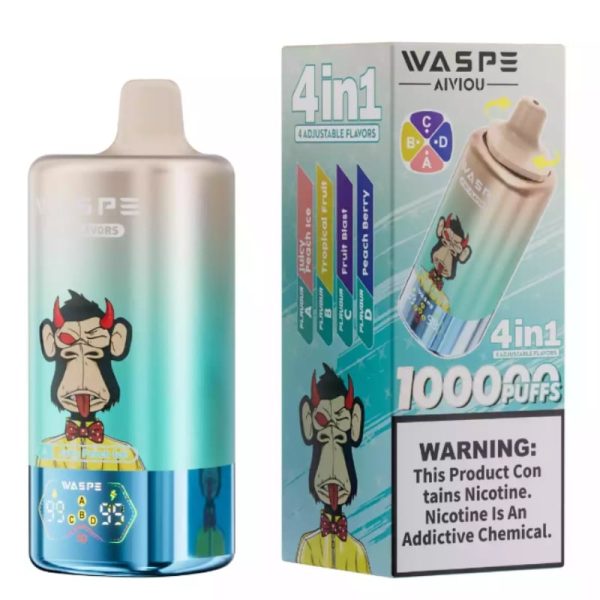 vap fournes en weppes WASPE 4-in-1 100000 Puffs Disposable Vape – Multi-Flavor Combo Device main image 1